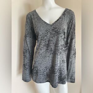 Rock & Republic Long Sleeve Tee T-Shirt Gray Black Cotton Blend Size XL